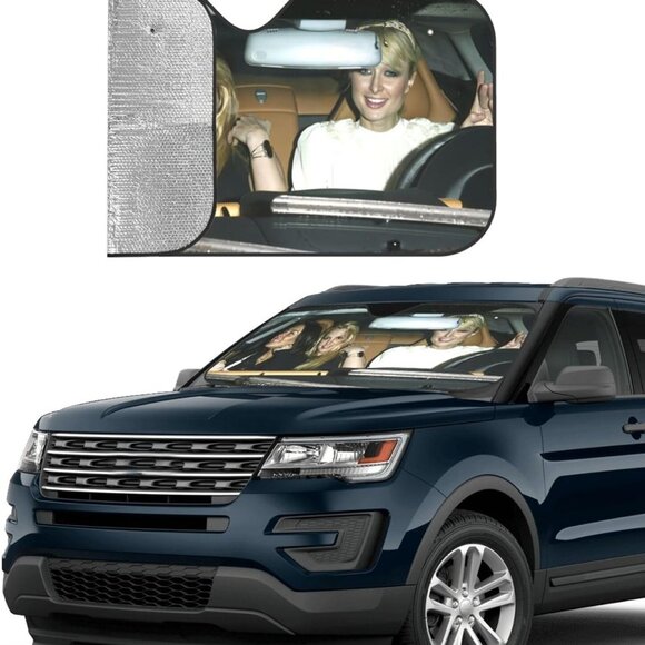 Windshield Sun Shade for Car Covers Blocks UV Paris Hilton Britney Spears Y2K - Picture 2 of 7